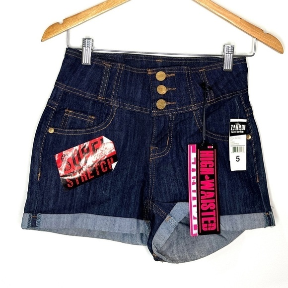 Zanadi High Waisted Super Stretch Denim Shorts - Picture 2 of 7